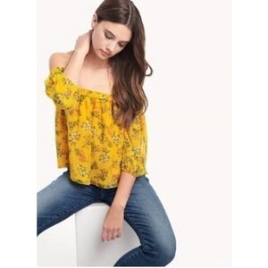 Ella Moss Poetic 100% Silk Floral Off Shoulder Boho Cottagecore Crop Top in Med